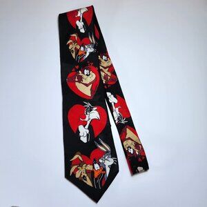 Looney Tunes Cartoon Necktie Men's Silk Tie Taz Sylvester Bugs Bunny Vintage 90s